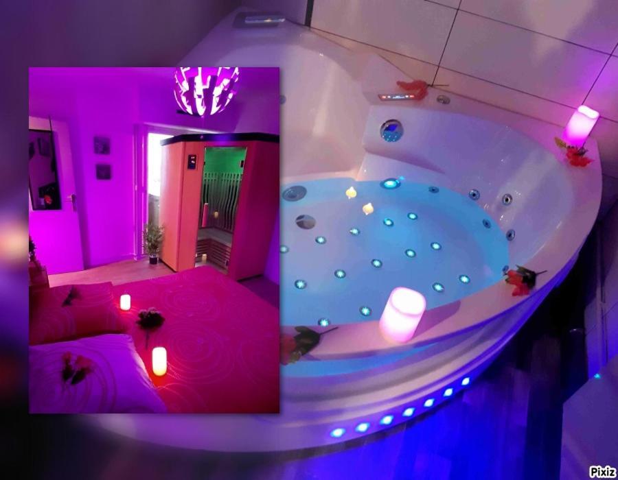 Luxe Sauna Privatif Et Grand Bain Jacuzzi A Deux A Biscarosse Plage Pour Nuit Romantique Avec Decoration Led Et Bougies Бискаррос Экстерьер фото